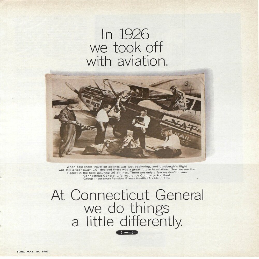 1967 Connecticut General Took off with Aviation Vintage Magazine Print Ad/Poster